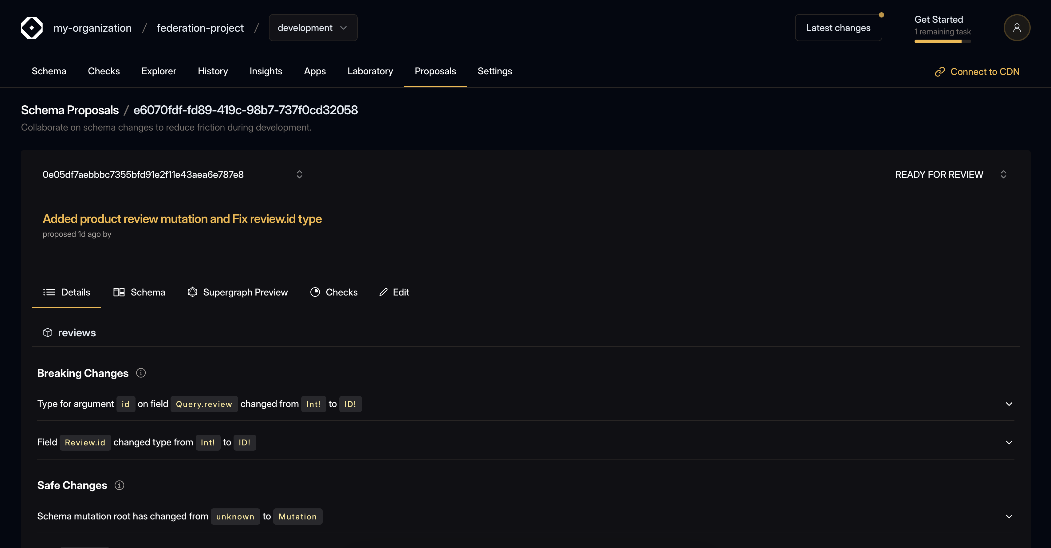 Schema Proposal details tab